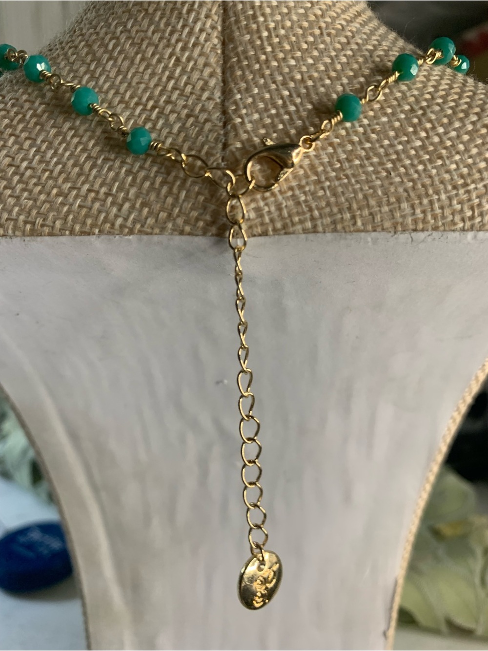 Plunder Necklace with Turquoise Beads and Floral Porcelain Pendant Earrings - Picture 4 of 4